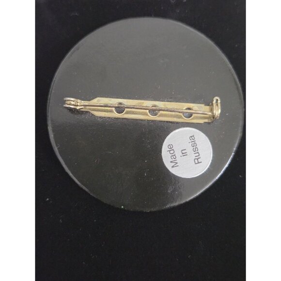 Vintage Hand-Painted Russian Lacquer Floral Folk Brooch Pin Rose Christmas - Picture 4 of 7